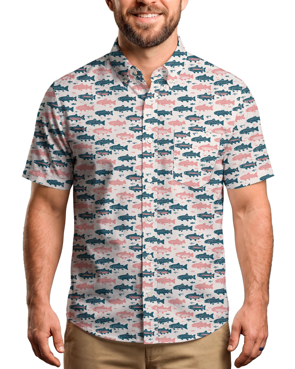 Hooked on Trout Button Shirt