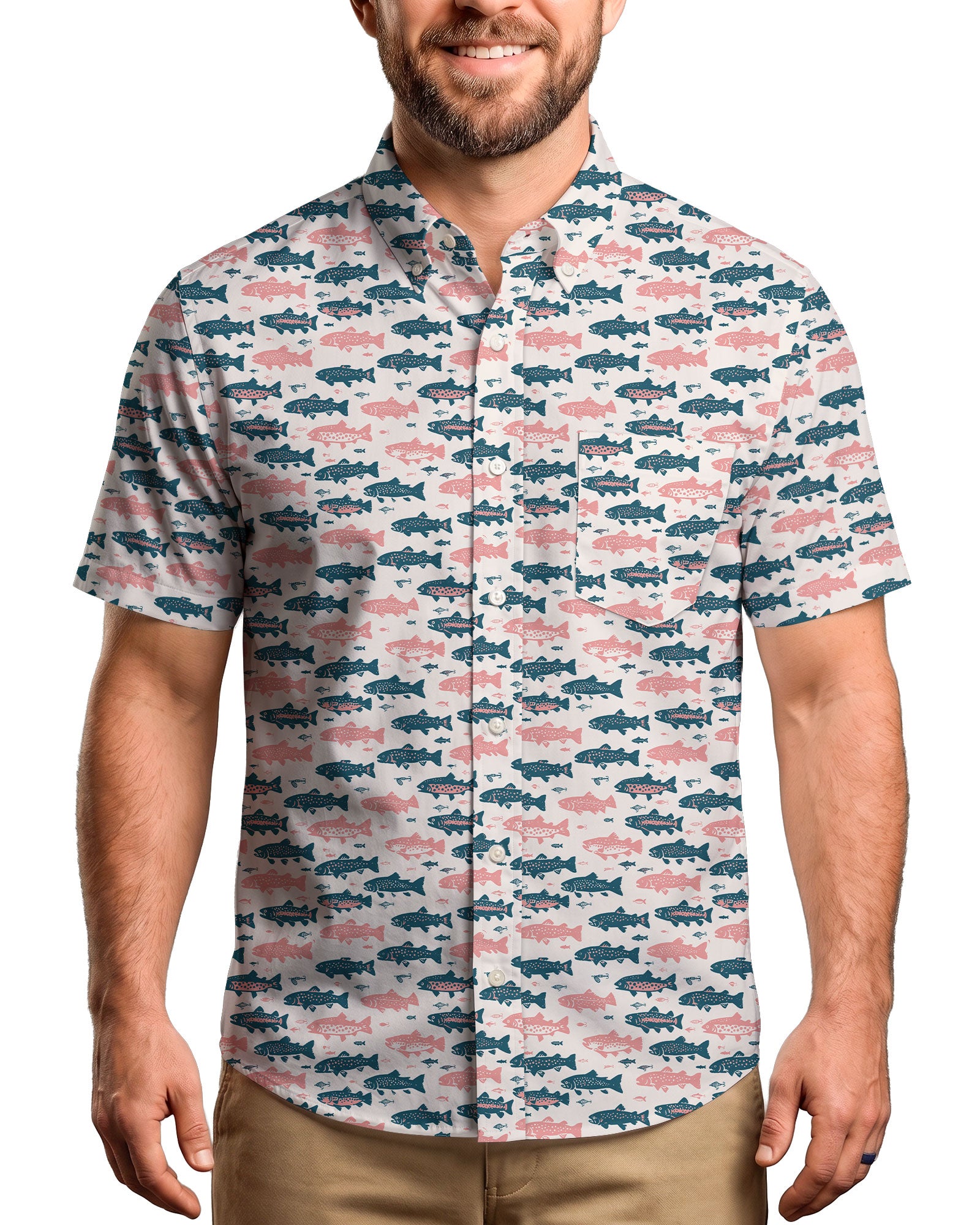 Hooked on Trout Button Shirt